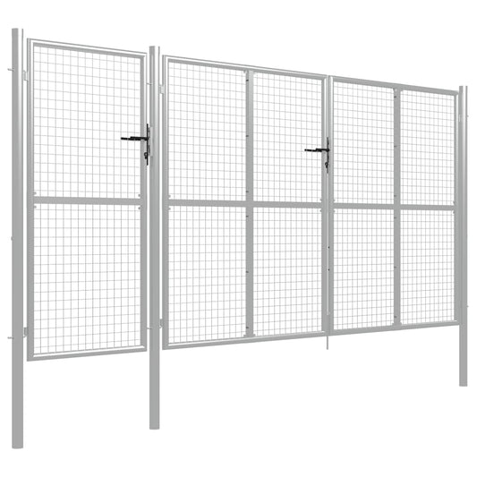 Garden Gate Steel 400x150 cm Silver Garden Gate Steel 400x150 cm Silver