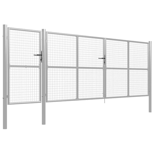 Garden Gate Steel 500x150 cm Silver Garden Gate Steel 500x150 cm Silver