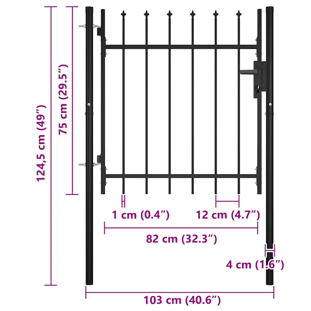 Door Fence Gate BOXTEL with Spear Top 100x75 cm