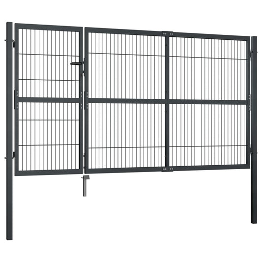 Garden Gate with Posts Steel 350x140 cm Anthracite Garden Gate with Posts Steel 350x140 cm Anthracite