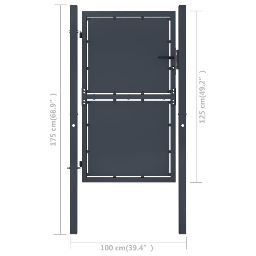 Garden Gate Steel 100x125 cm Anthracite