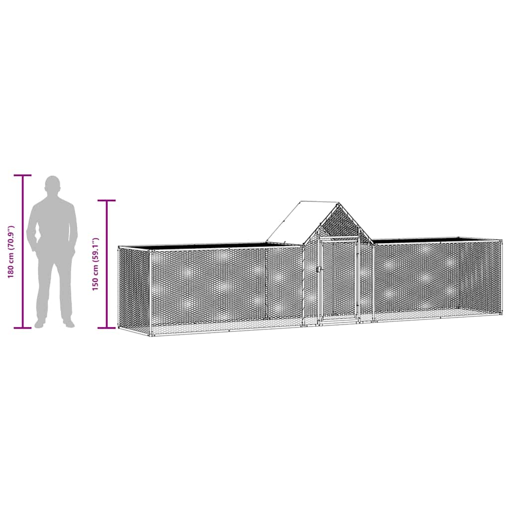 144560 vidaXL Chicken Coop 5x1x1,5 m Galvanised Steel
