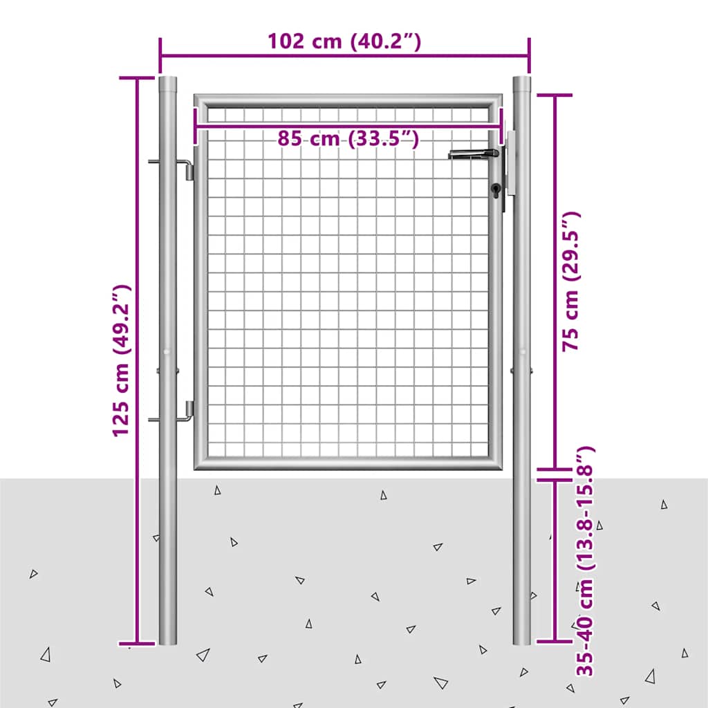 Garden Gate Galvanised Steel 100x75 cm Silver