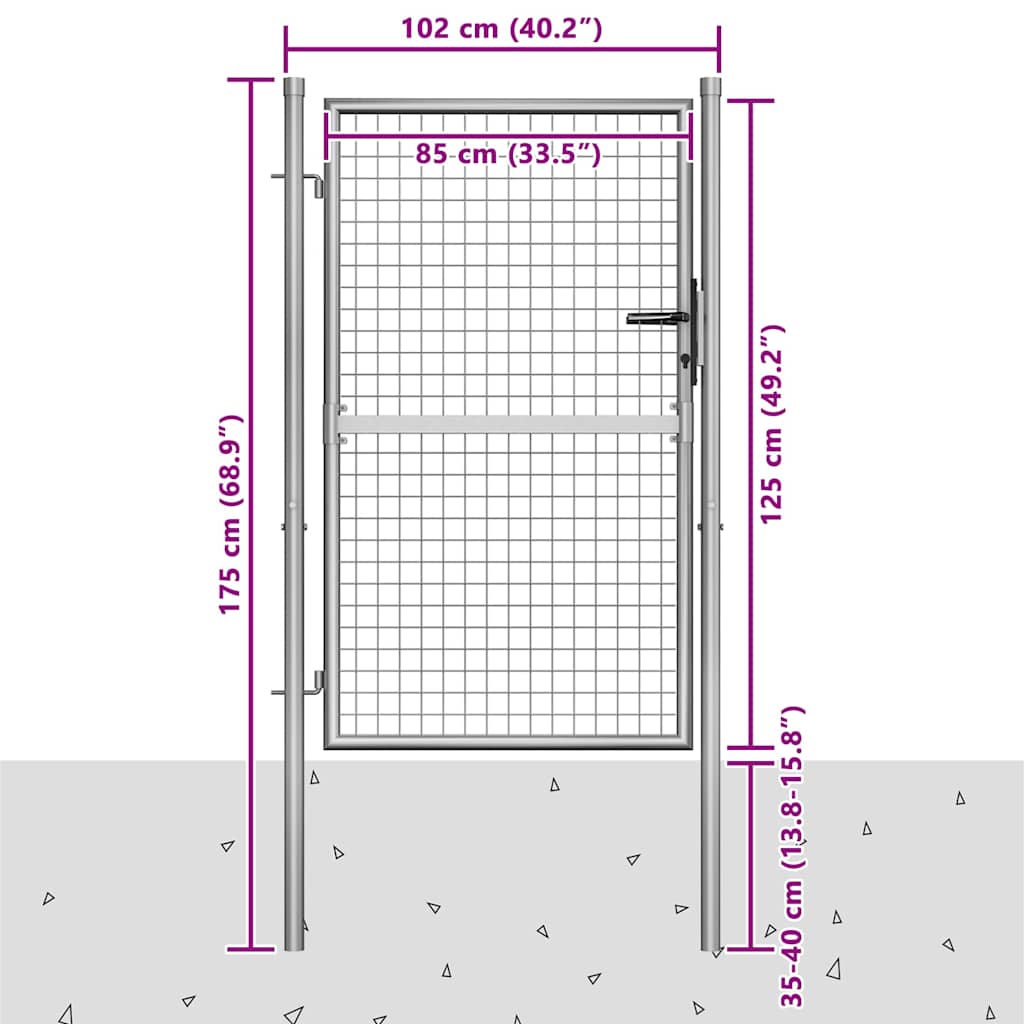 Garden Gate Galvanised Steel 100x125 cm Silver