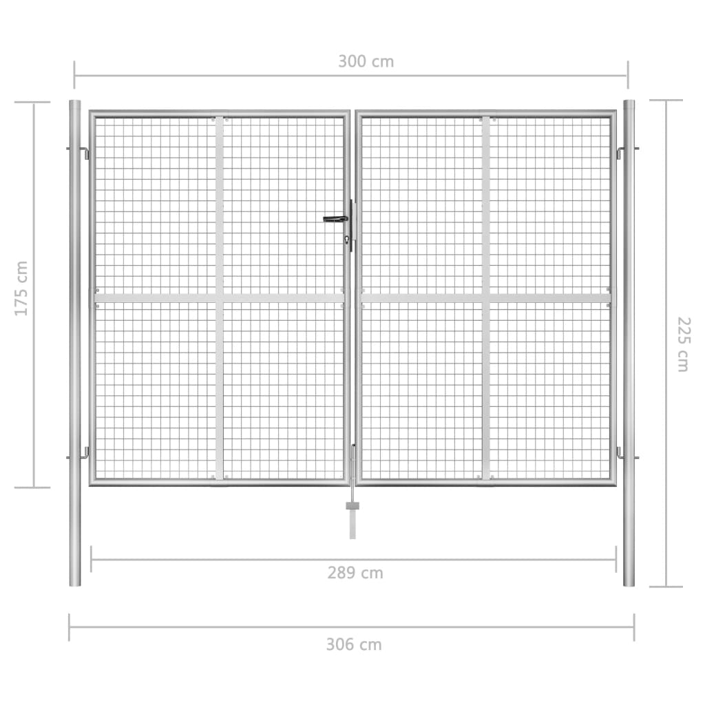Garden Gate Galvanised Steel 300x175 cm Silver