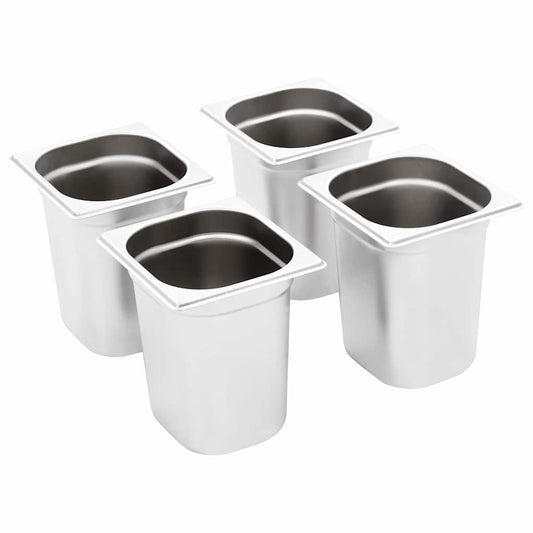 Gastronorm Containers 8 pcs GN 1/6 200 mm Stainless Steel Gastronorm Containers 8 pcs GN 1/6 200 mm Stainless Steel