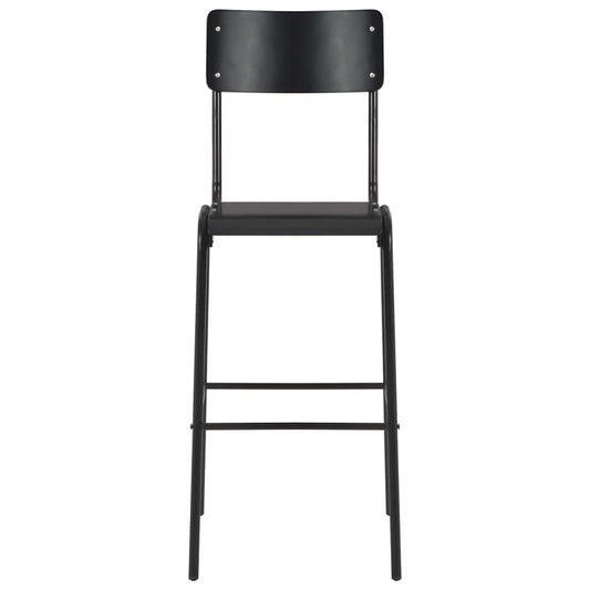 Bar Chairs 2 pcs Black Solid Plywood Steel Bar Chairs 2 pcs Black Solid Plywood Steel