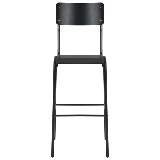 Bar Stools 2 pcs Black Solid Plywood Steel Bar Stools 2 pcs Black Solid Plywood Steel