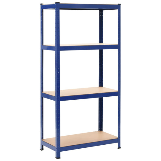 Storage Shelves 2 pcs Blue 80x40x160 cm Steel and MDF Storage Shelves 2 pcs Blue 80x40x160 cm Steel and MDF