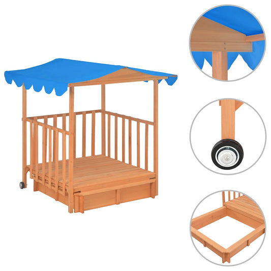 Kids Playhouse with Sandbox Fir Wood Blue UV50 Kids Playhouse with Sandbox Fir Wood Blue UV50