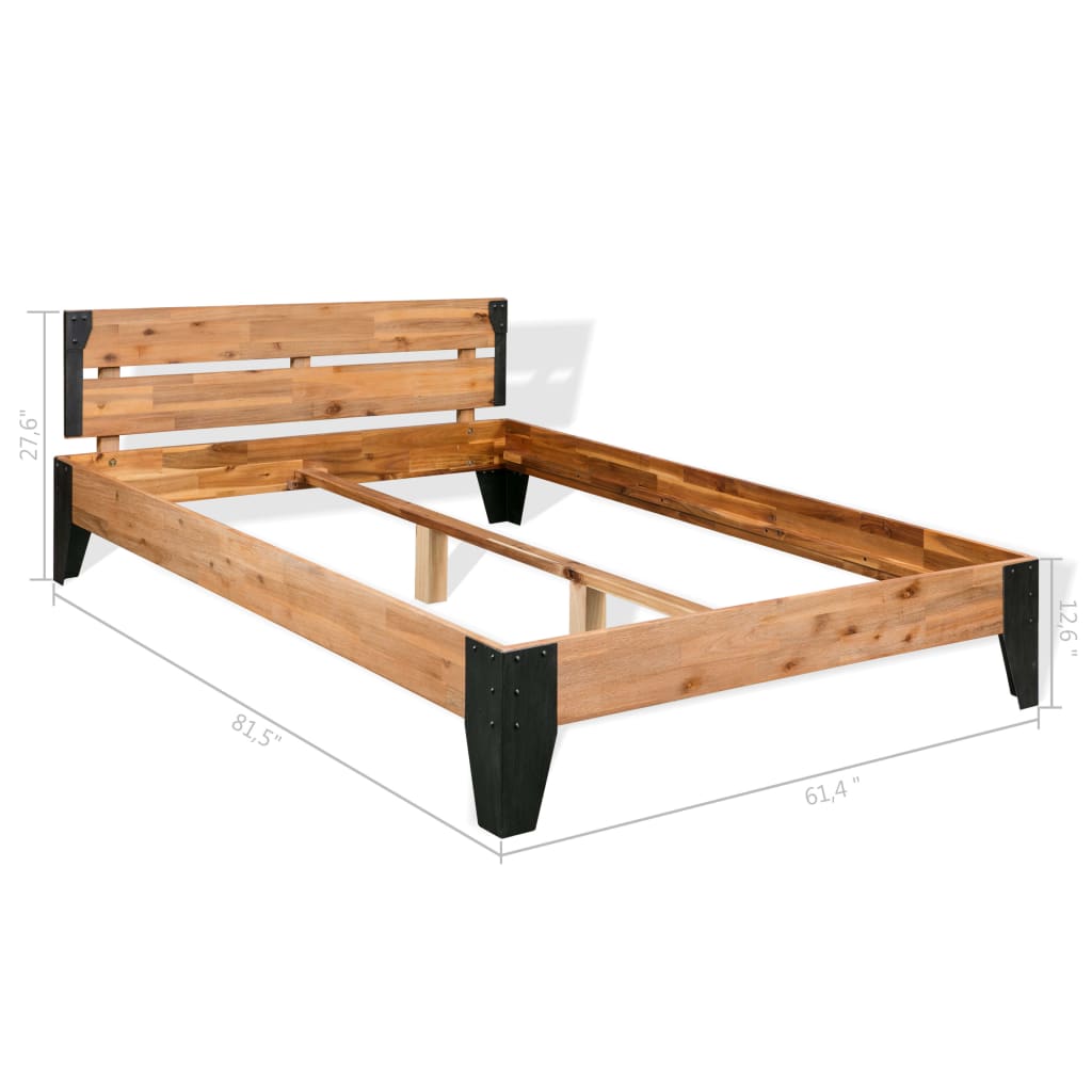 Bed Frame | Brown | Solid Acacia wood | Double | Durable | Bed Frame