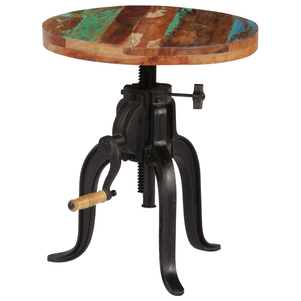 247588 vidaXL Side Table 45x (45-62) cm Solid Reclaimed Wood and Cast Iron