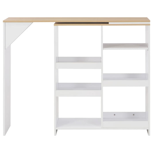 Bar Table with Moveable Shelf White 138x39x110 cm Bar Table with Moveable Shelf White 138x39x110 cm