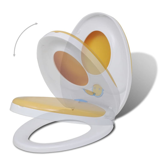 Toilet Seats with Soft Close Lids 2pcs Plastic White and Yellow Toilet Seats with Soft Close Lids 2pcs Plastic White and Yellow