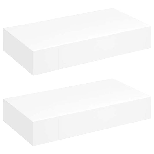 Floating Wall Shelves with Drawers 2 pcs White 48 cm Floating Wall Shelves with Drawers 2 pcs White 48 cm