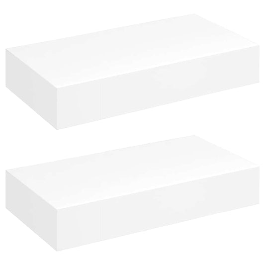 Floating Wall Shelves with Drawers 2 pcs White 48 cm Floating Wall Shelves with Drawers 2 pcs White 48 cm