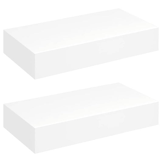 Floating Wall Shelves with Drawers 2 pcs White 48 cm Floating Wall Shelves with Drawers 2 pcs White 48 cm
