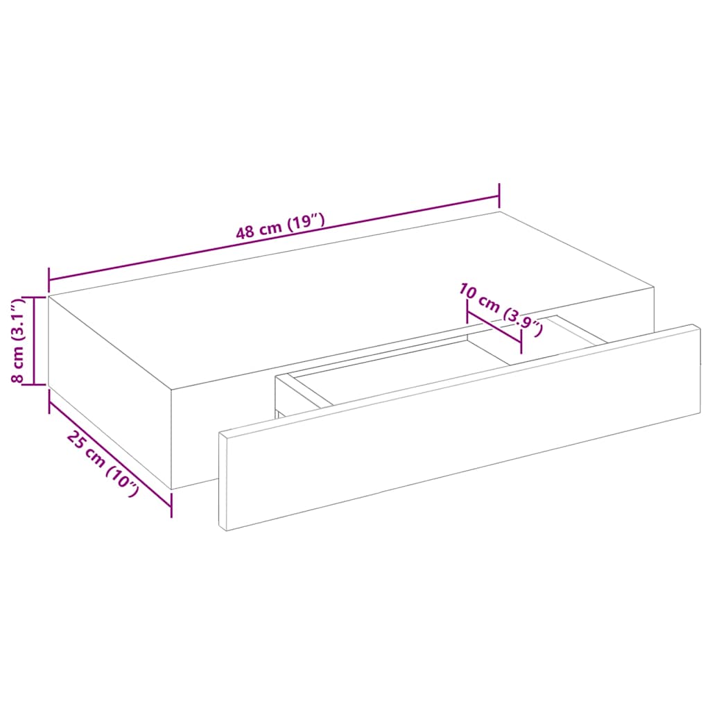 Floating Wall Shelves with Drawers 2 pcs White 48 cm