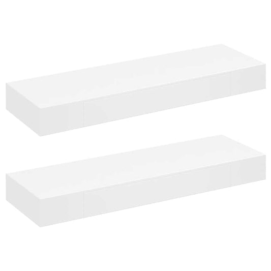 Floating Wall Shelves with Drawers 2 pcs White 80 cm Floating Wall Shelves with Drawers 2 pcs White 80 cm