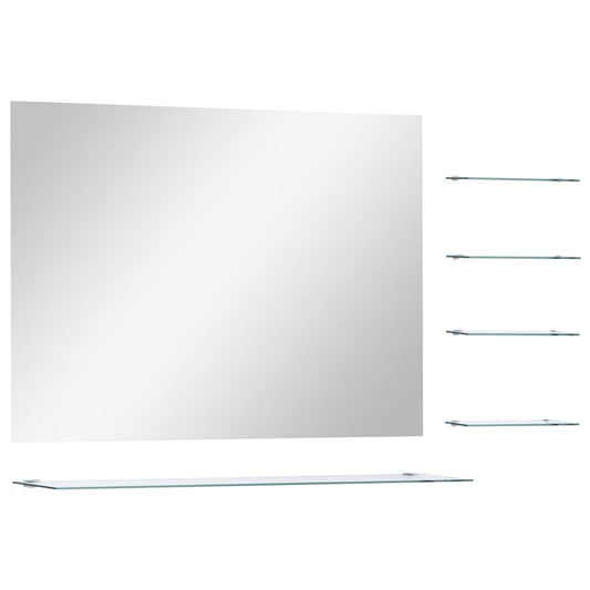 Wall Mirror with 5 Shelves Silver 80x60 cm Wall Mirror with 5 Shelves Silver 80x60 cm