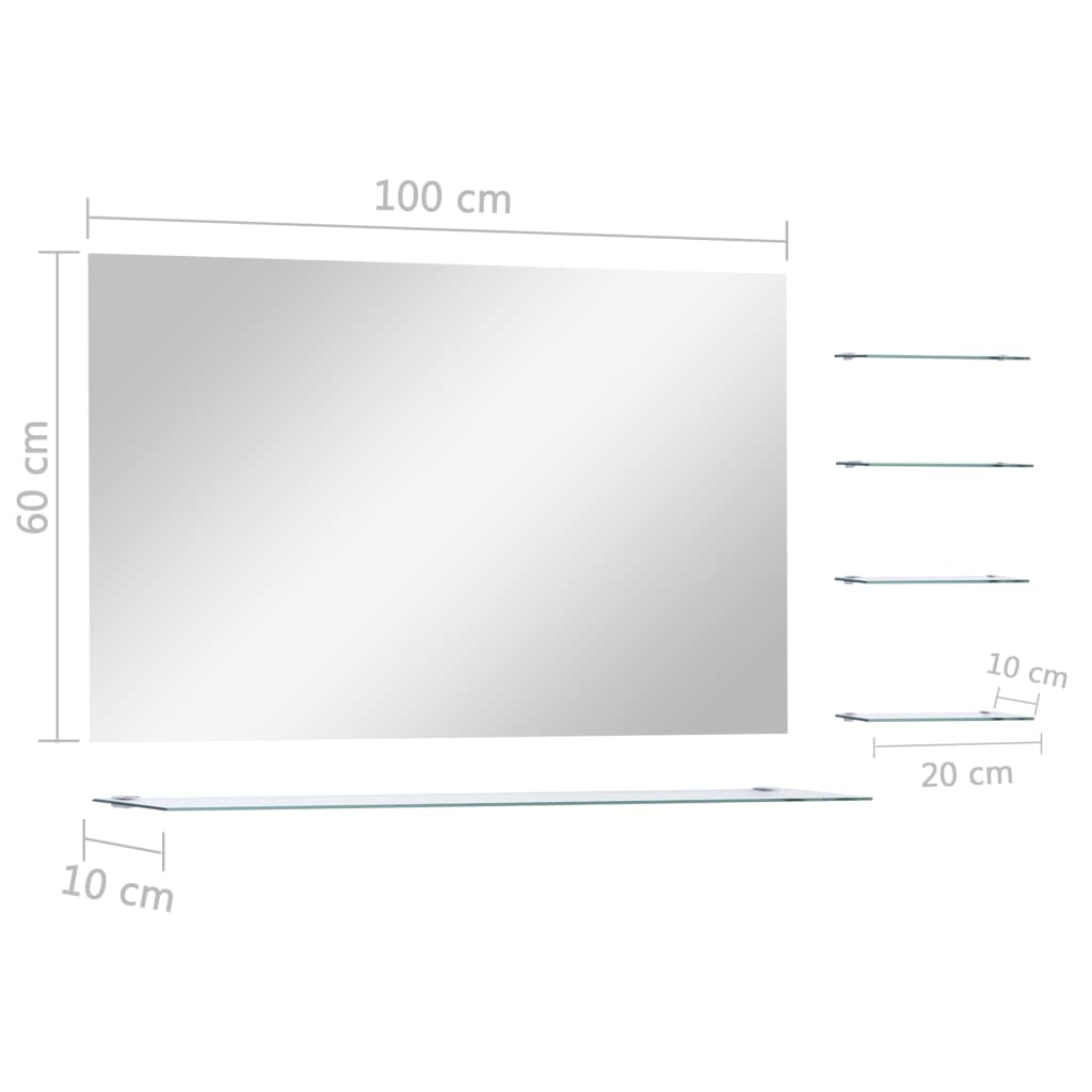 Wall Mirror with 5 Shelves Silver 100x60 cm
