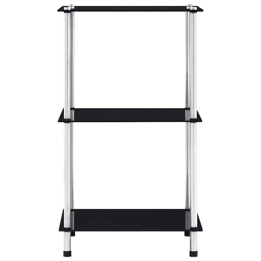 3-Tier Shelf Black 40x40x67 cm Tempered Glass 3-Tier Shelf Black 40x40x67 cm Tempered Glass