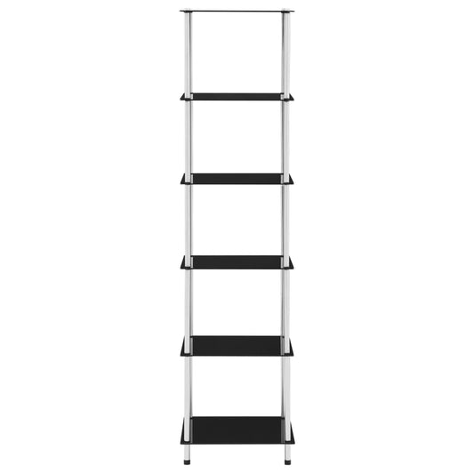 6-Tier Shelf Black 40x40x160 cm Tempered Glass 6-Tier Shelf Black 40x40x160 cm Tempered Glass