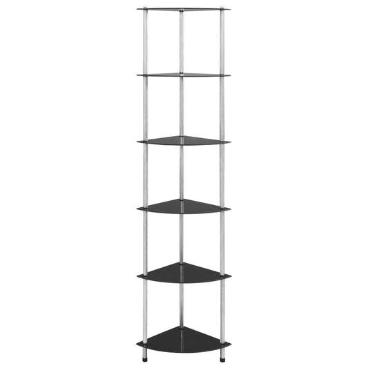 6-Tier Shelf Black 30x30x160 cm Tempered Glass 6-Tier Shelf Black 30x30x160 cm Tempered Glass