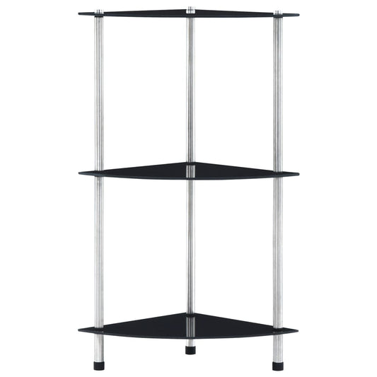 3-Tier Shelf Black 30x30x67 cm Tempered Glass 3-Tier Shelf Black 30x30x67 cm Tempered Glass