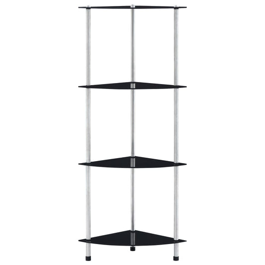 4-Tier Shelf Black 30x30x100 cm Tempered Glass 4-Tier Shelf Black 30x30x100 cm Tempered Glass
