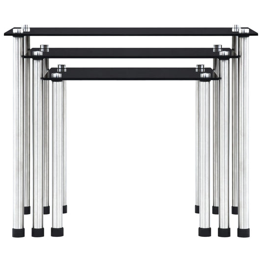 Nesting Tables 3 pcs Black Tempered Glass Nesting Tables 3 pcs Black Tempered Glass