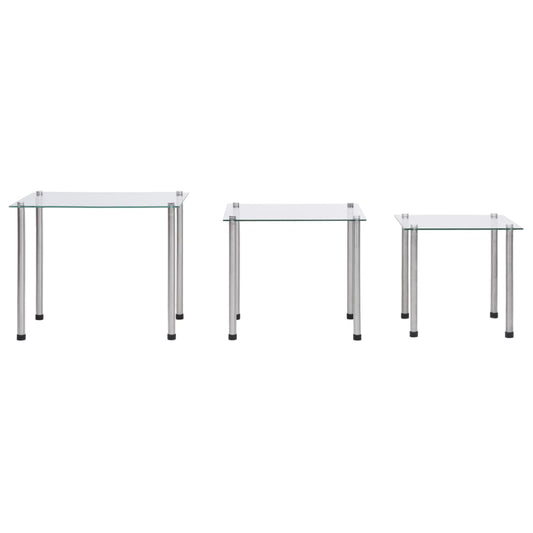 Nesting Tables 3 pcs Transparent Tempered Glass Nesting Tables 3 pcs Transparent Tempered Glass