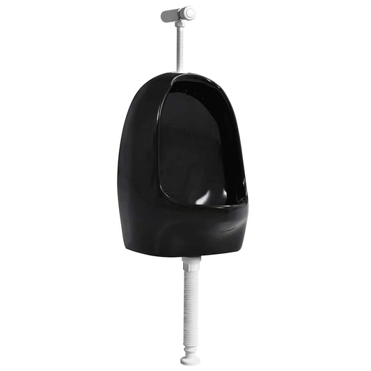 143988 vidaXL Wall Hung Urinal with Flush Valve Ceramic Black 143988 vidaXL Wall Hung Urinal with Flush Valve Ceramic Black