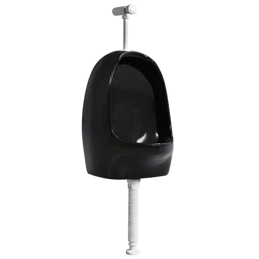 Wall Hung Urinal with Flush Valve Ceramic Black Wall Hung Urinal with Flush Valve Ceramic Black