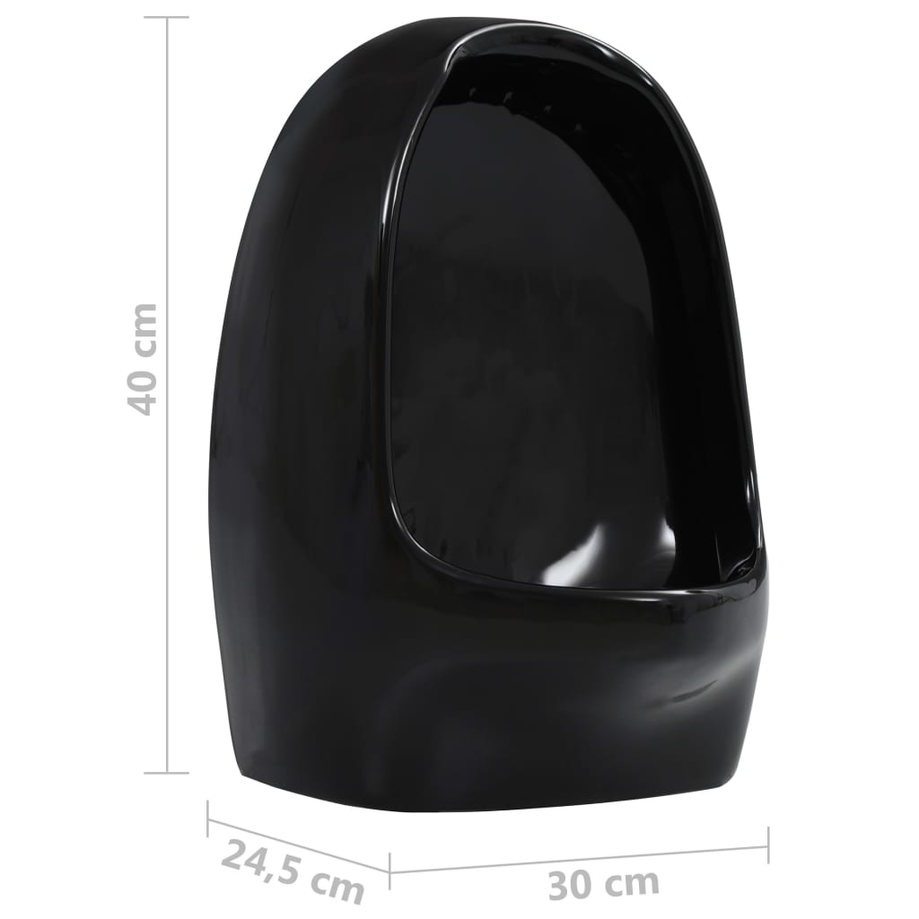 143988 vidaXL Wall Hung Urinal with Flush Valve Ceramic Black