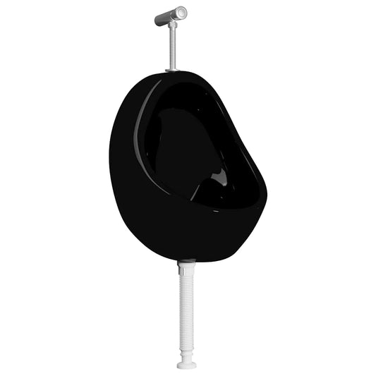 143992 vidaXL Wall Hung Urinal with Flush Valve Ceramic Black 143992 vidaXL Wall Hung Urinal with Flush Valve Ceramic Black