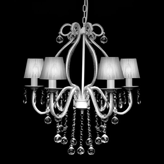 Chandelier | Crystal and white | Metal | Medium | Chandelier | Round Chandelier | Crystal and white | Metal | Medium | Chandelier | Round