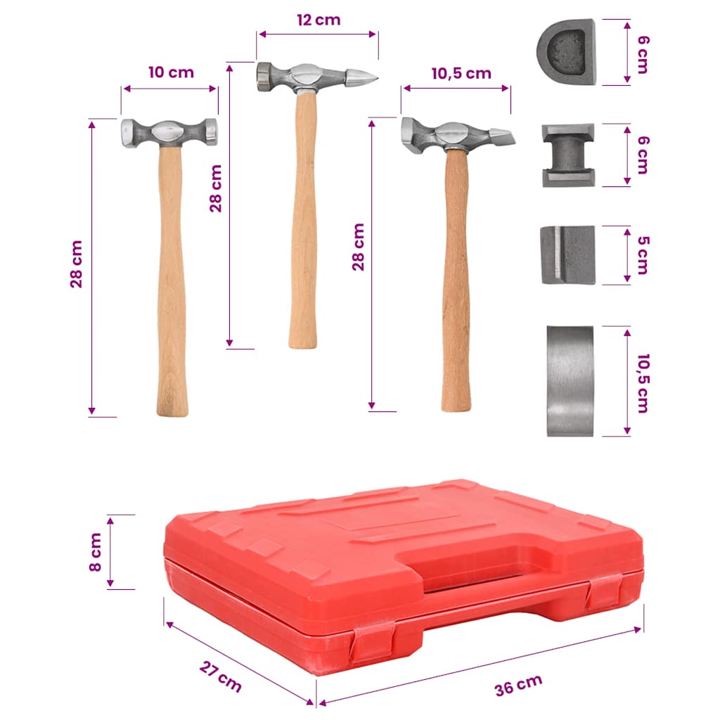 7-Piece Auto Body Hammer and Dolly Dent Repair Set