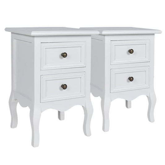 Nightstands 2 pcs with 2 Drawers MDF White Nightstands 2 pcs with 2 Drawers MDF White