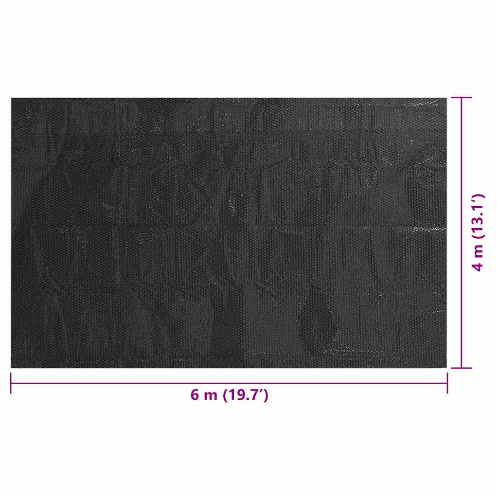 90340 vidaXL Floating Rectangular PE Solar Pool Film 6 x 4 m Black