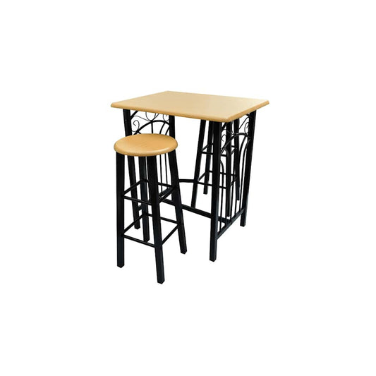 240095 Breakfast/Dinner Table Dining Set Tan Wood with Black Steel 240095 Breakfast/Dinner Table Dining Set Tan Wood with Black Steel