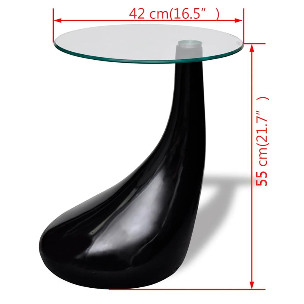 Coffee Table | High-Gloss Black | Fiberglass and Tempered Glass | Small