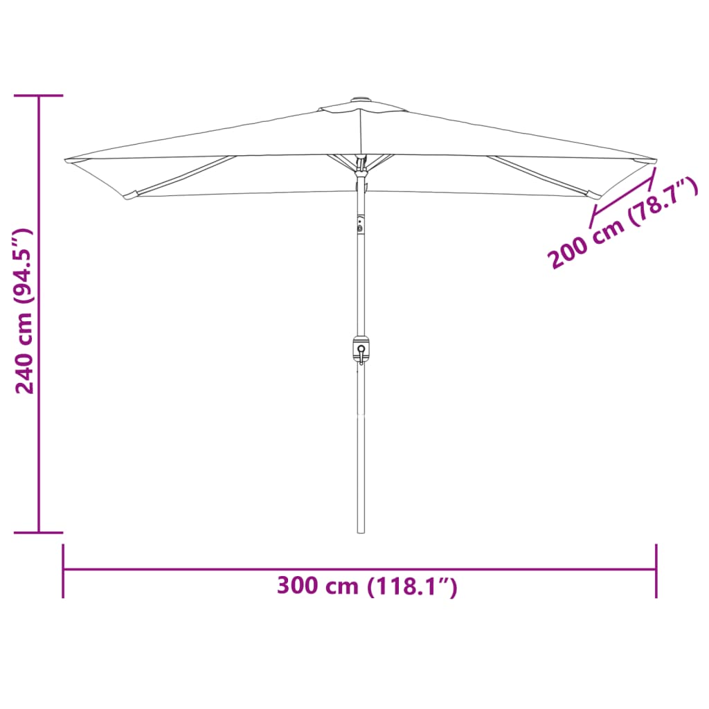 Garden Parasol | Sand White | 100% Polyester, Steel | 200 x 300 cm