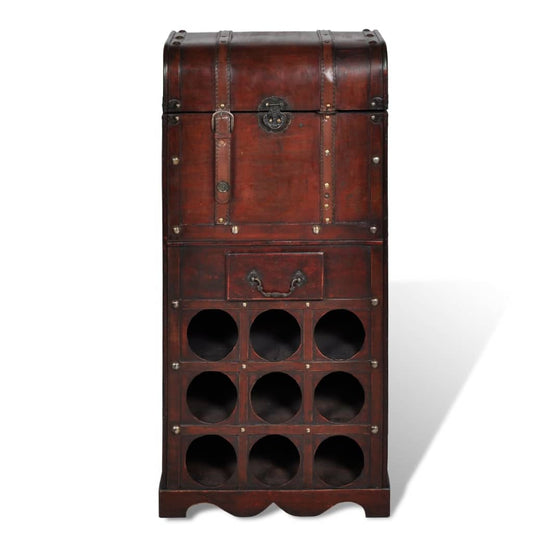 Wooden Wine Rack for 9 Bottles with Storage Wooden Wine Rack for 9 Bottles with Storage