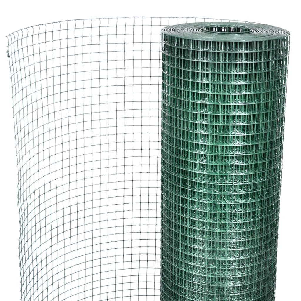 Chicken Wire Fence Galvanised with PVC Coating 25x1 m Green