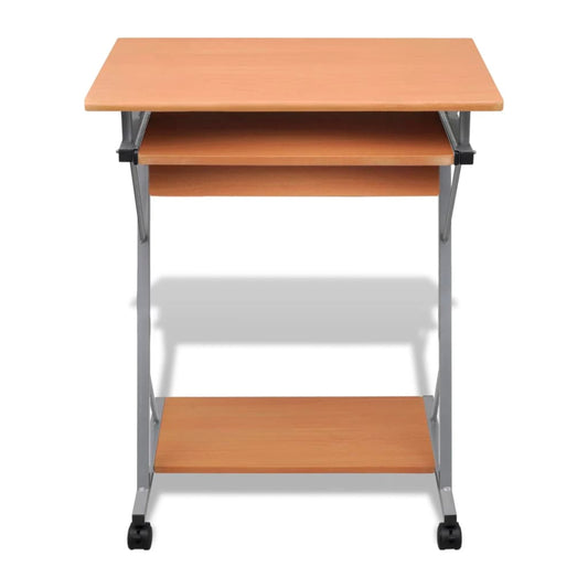 Compact Computer Desk with Pull-out Keyboard Tray Brown Compact Computer Desk with Pull-out Keyboard Tray Brown