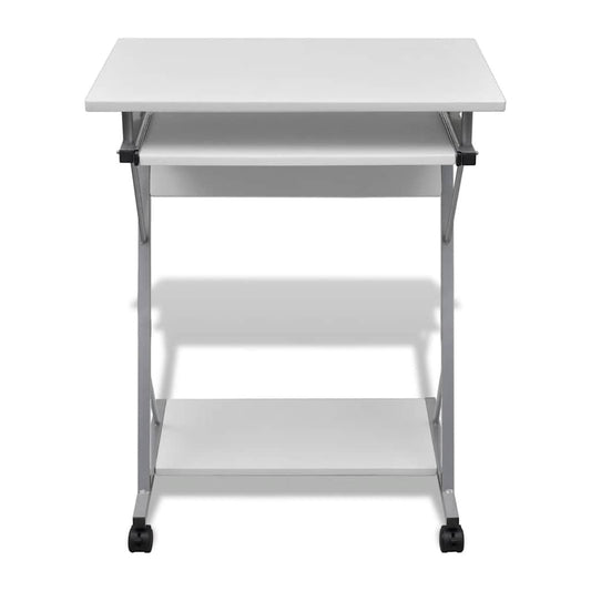 Compact Computer Desk with Pull-out Keyboard Tray White Compact Computer Desk with Pull-out Keyboard Tray White