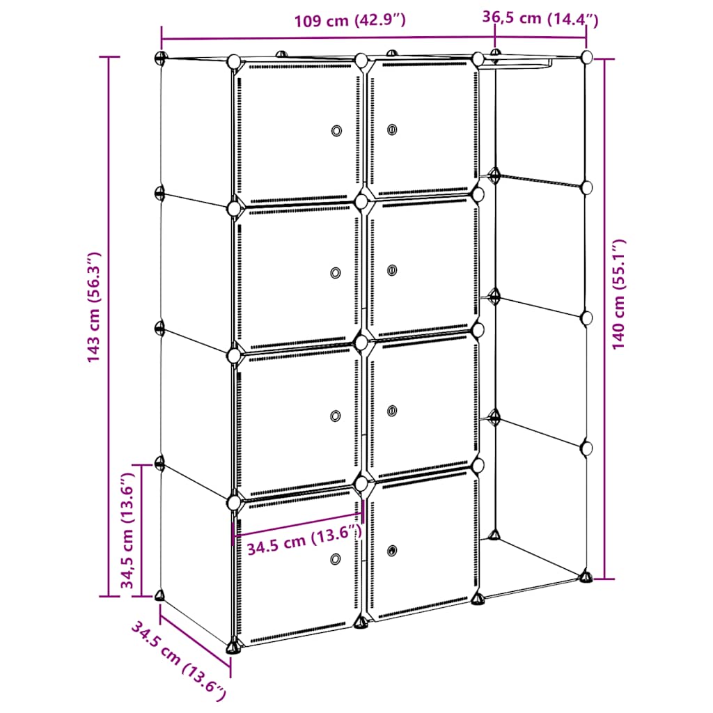 Modular Cabinet | Black and White | Plastic and Chromed Steel