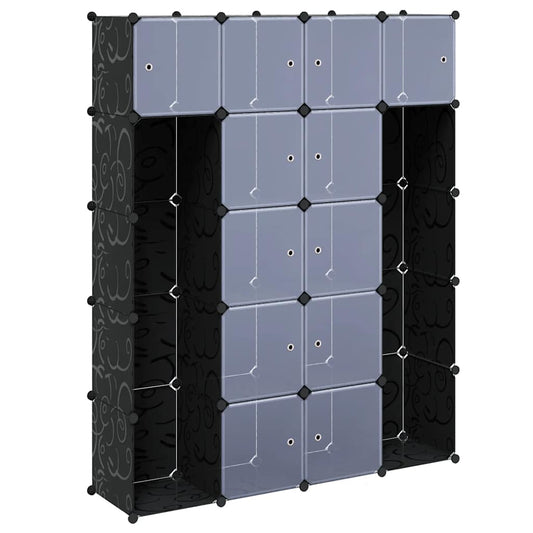 240499 vidaXL Modular Cabinet with 14 Compartments Black and White 37 x 146 x 180,5 cm 240499 vidaXL Modular Cabinet with 14 Compartments Black and White 37 x 146 x 180,5 cm
