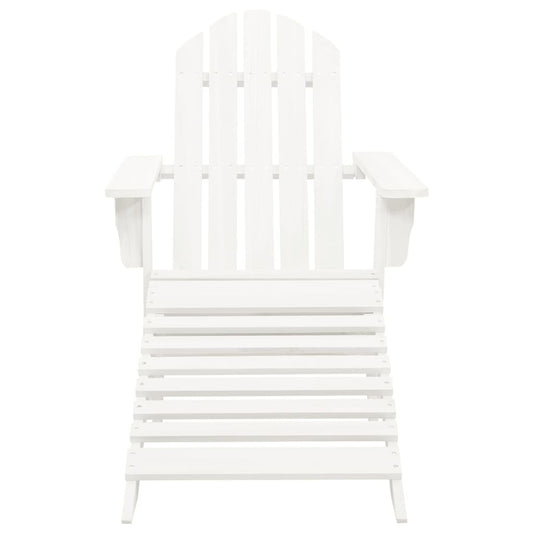 Garden Chair with Ottoman Wood White Garden Chair with Ottoman Wood White